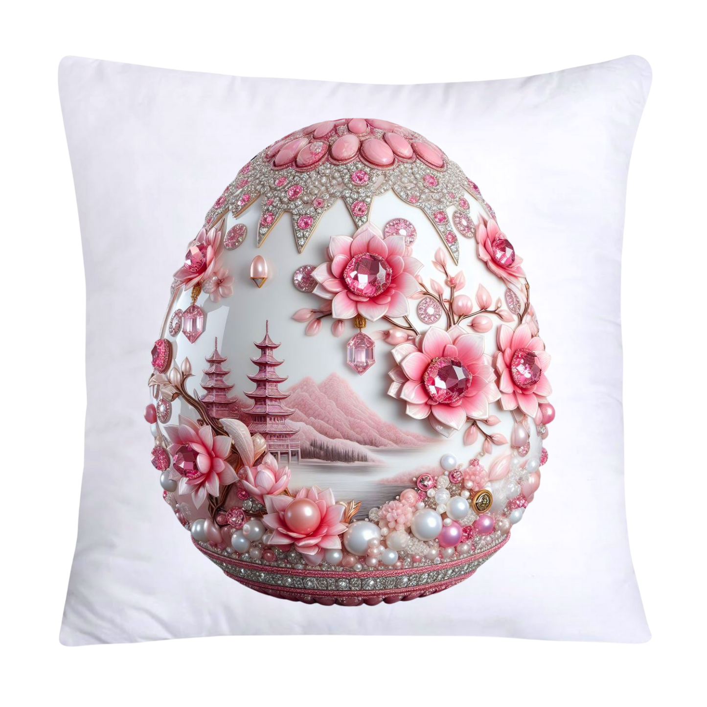 18x18 Pink and White Willow Egg Vintage Inspired-1822