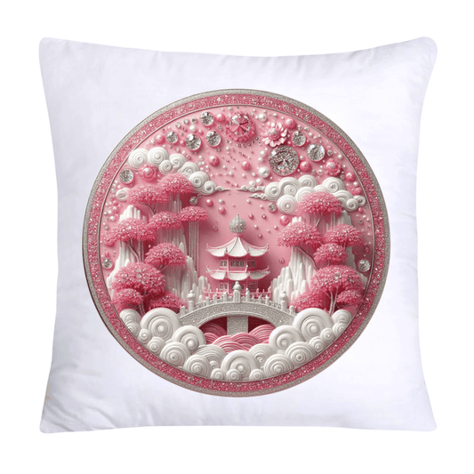 Pink Willow Chinoiserie Plate Throw Pillow Covers 18X18-562