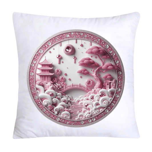 Pink Willow Chinoiserie Plate Throw Pillow Covers 18X18-1829