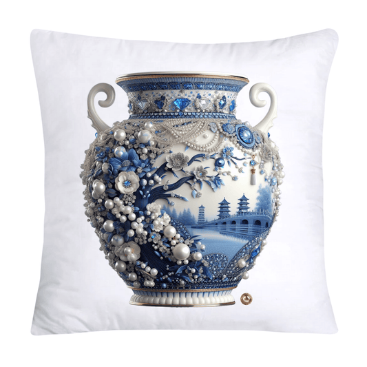 18x18 Blue Willow Chinoiserie Elegant Vase Pillow Covers-5234