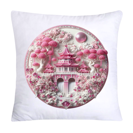 Pink Willow Chinoiserie Plate Throw Pillow Covers 18X18-1826