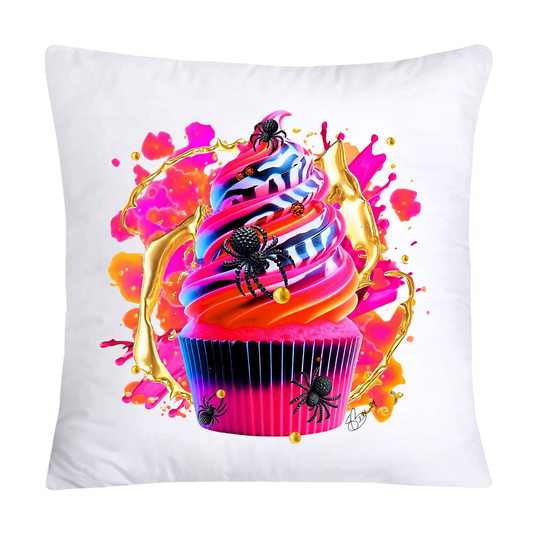 Sugar Crawler Spiders and Vivid Cupcake Throw Pillow Covers-421