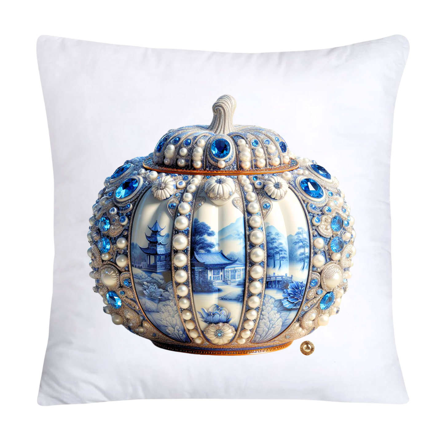 Blue Willow Sparkling Pumpkin 18x18 Pillow Covers-5306