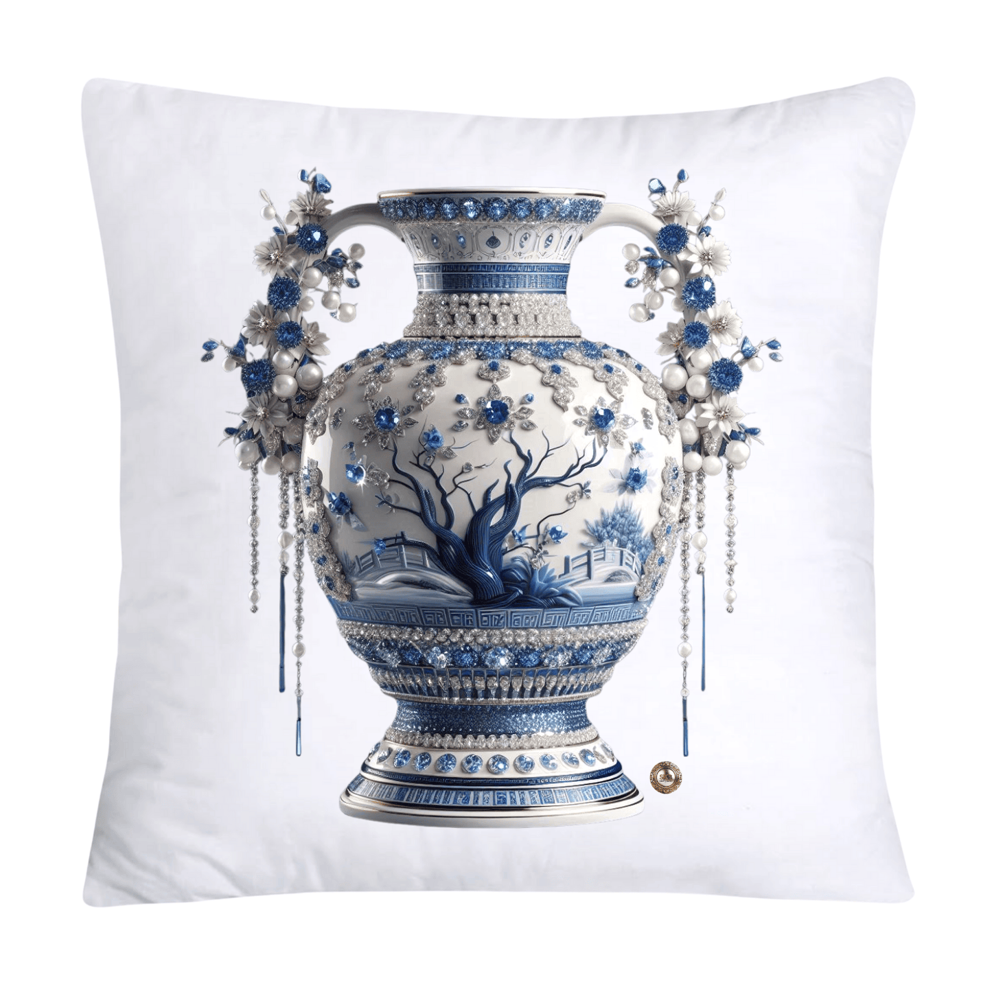 18x18 Blue Willow Chinoiserie Elegant Vase Pillow Covers-5218