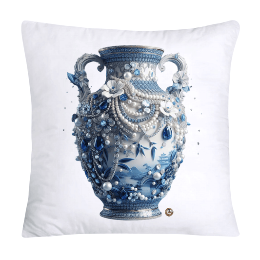 18x18 Blue Willow Chinoiserie Elegant Vase Pillow Covers-5216