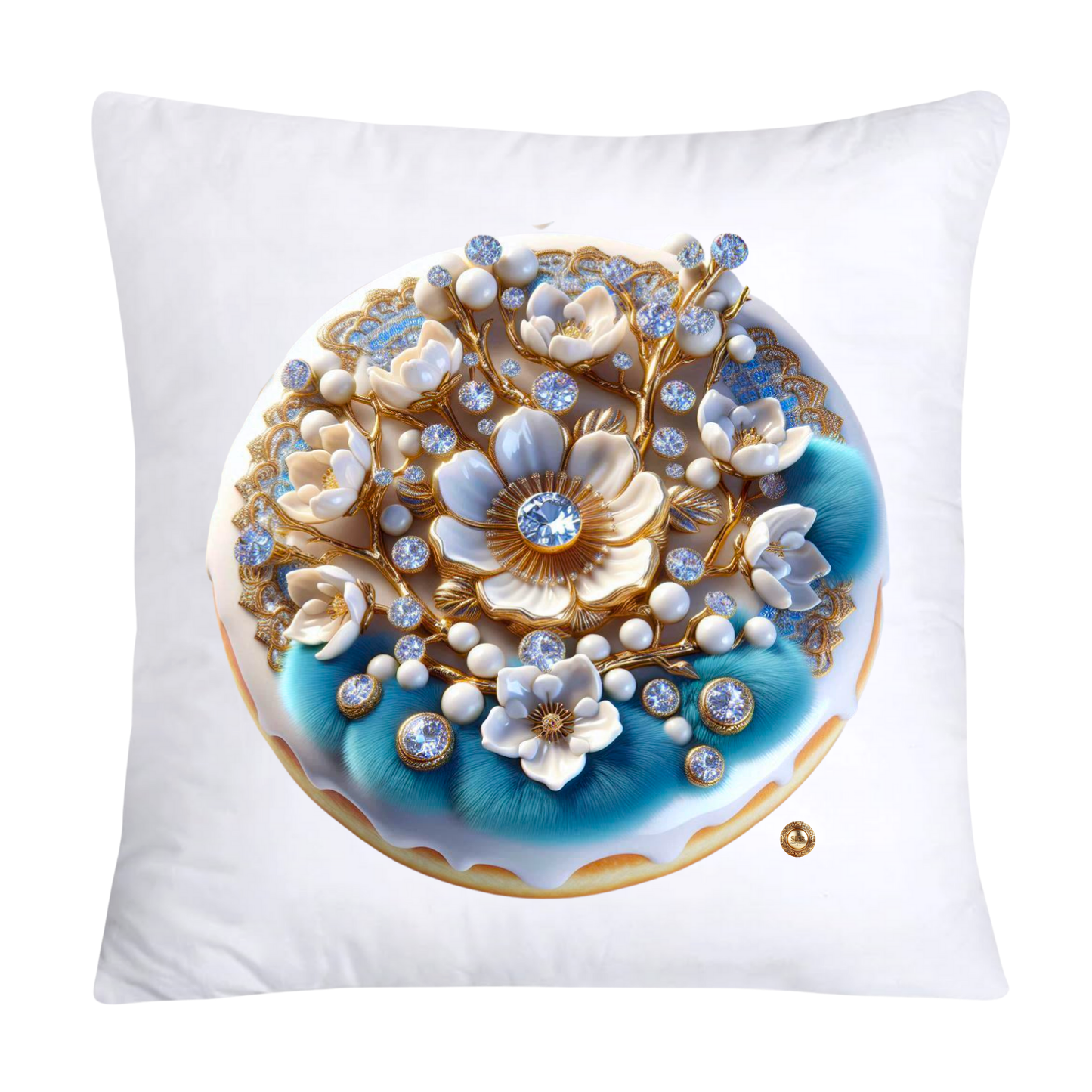 Whimsical Blue Willow Donut Throw Pillow Covers 18x18-2610