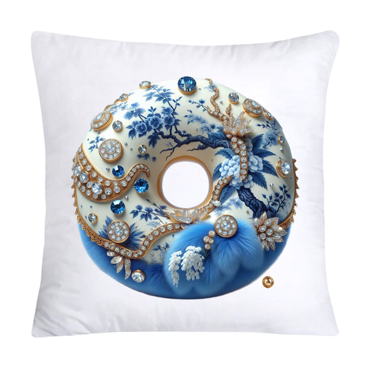 Whimsical Blue Willow Donut Throw Pillow Covers 18x18-2614