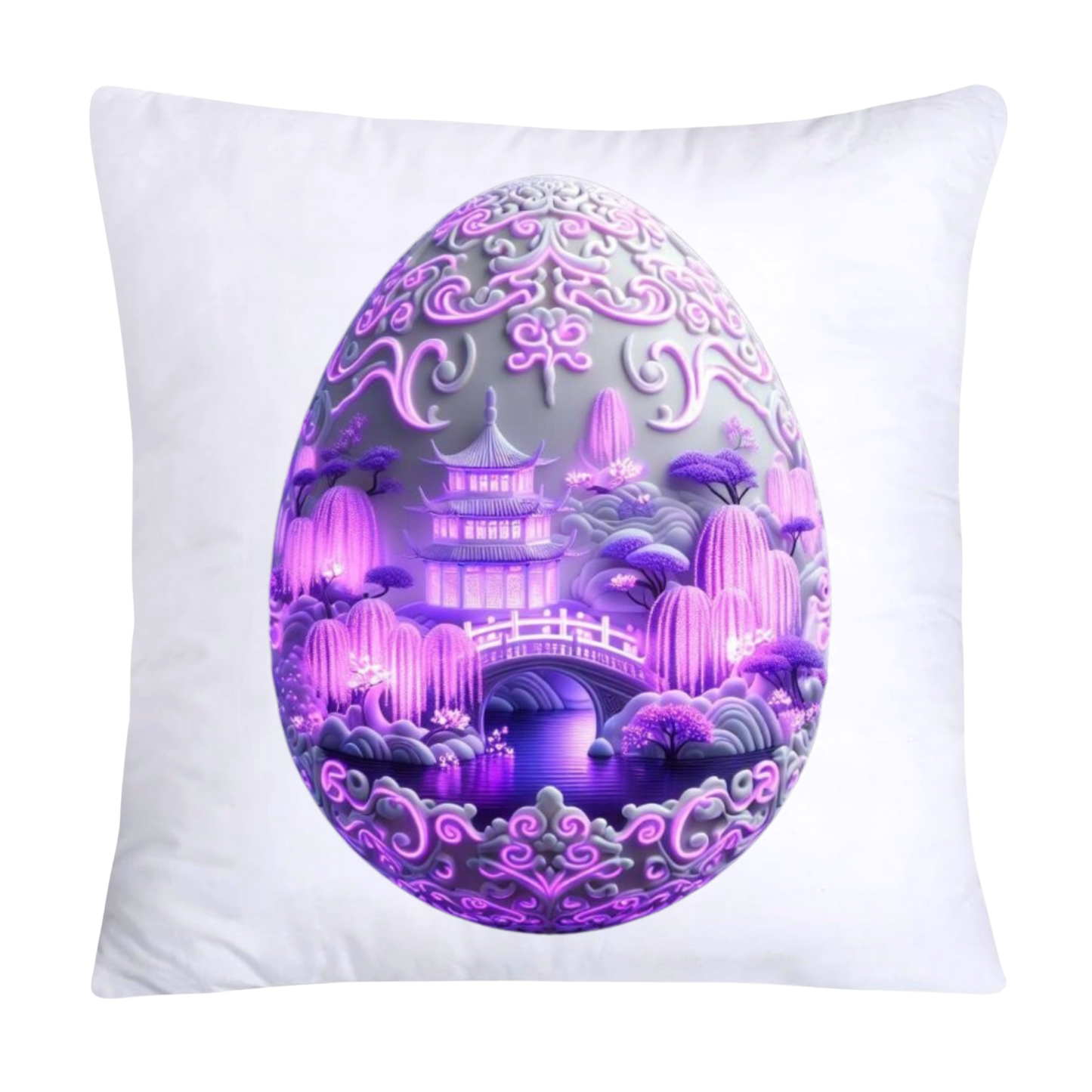 Purple Willow Egg Chinoiserie Throw Pillow Covers 18x18-1815