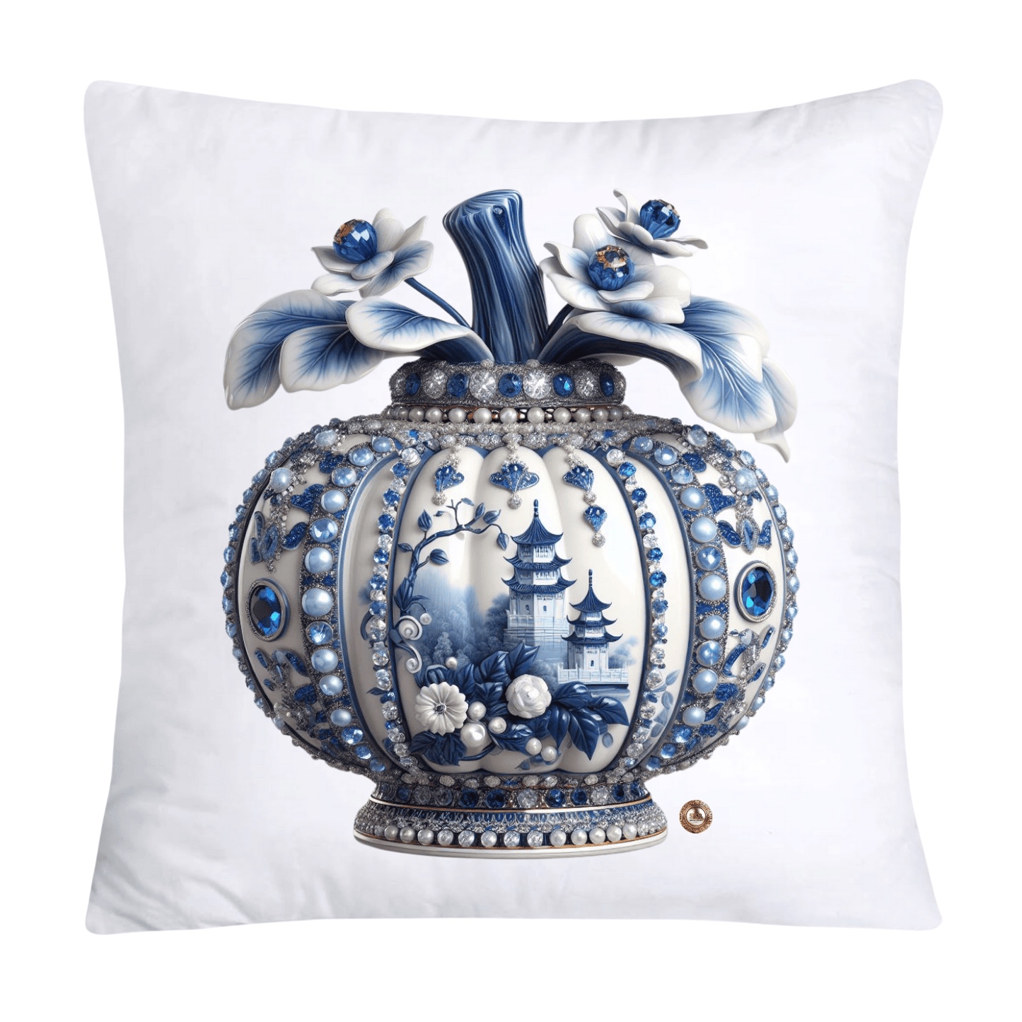 Blue Willow Sparkling Pumpkin 18x18 Pillow Covers-5320