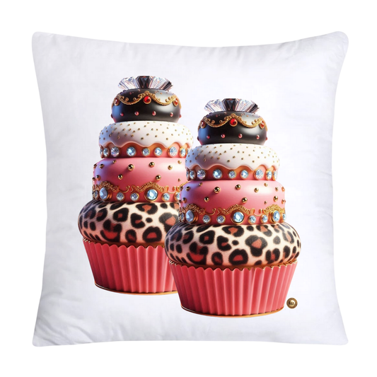 Wild Animal Print Cupcake Throw Pillow Covers 18X18-3731