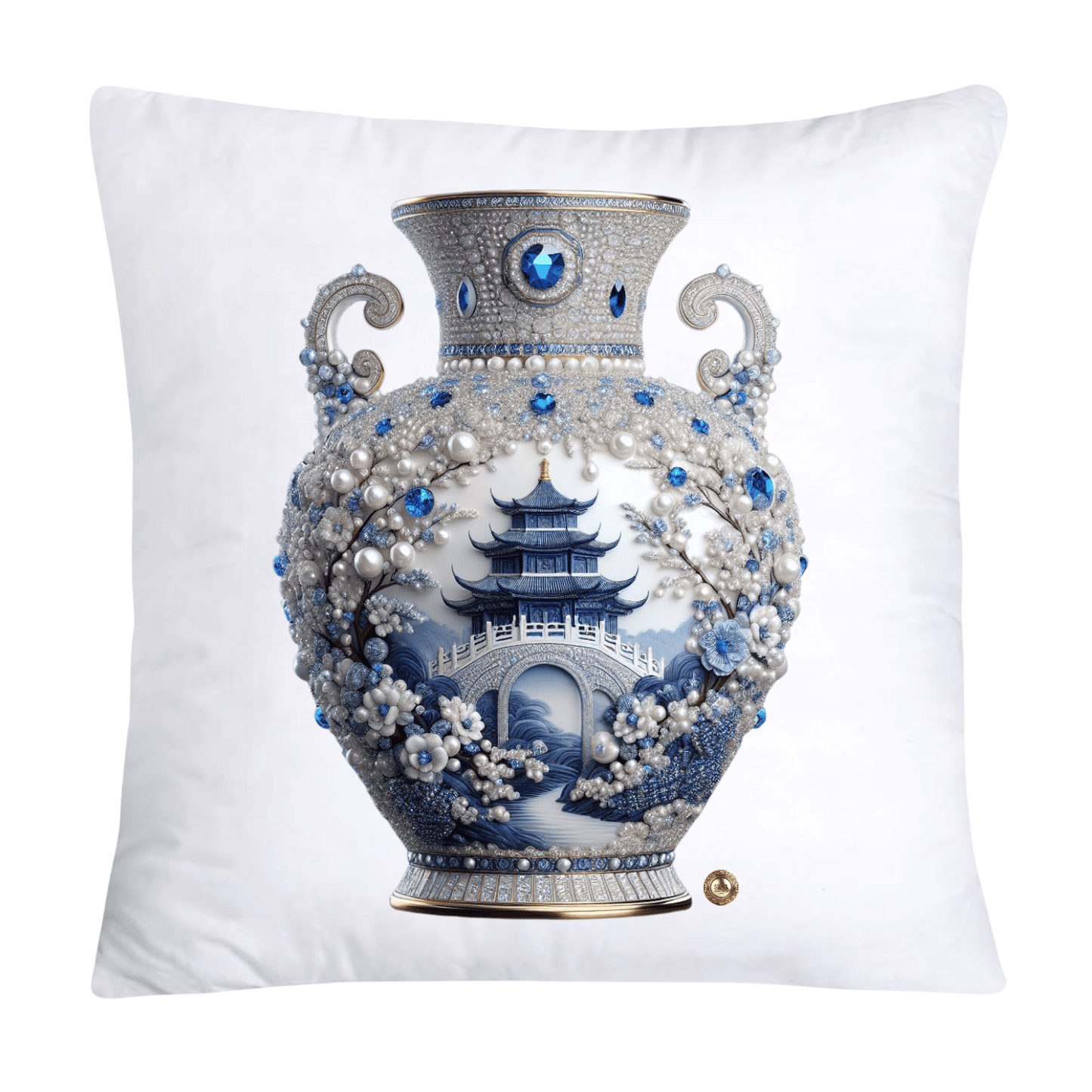 18x18 Blue Willow Chinoiserie Elegant Vase Pillow Covers-5238