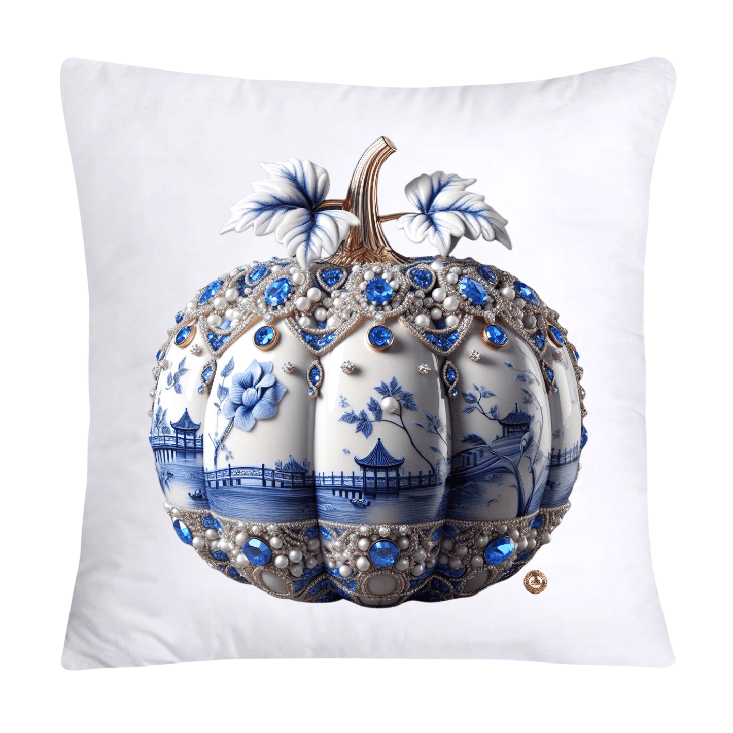 Blue Willow Sparkling Pumpkin 18x18 Pillow Covers-5328