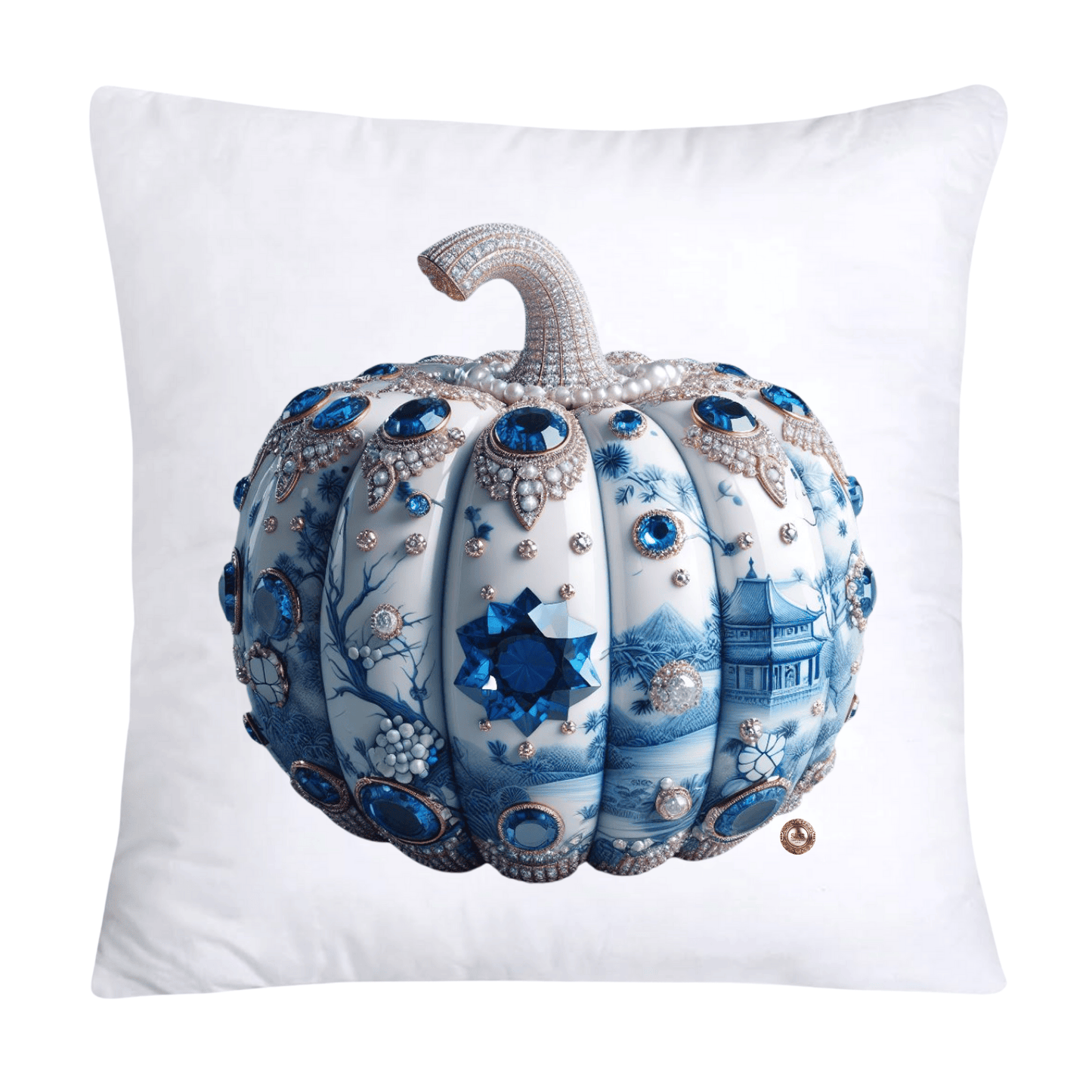 Blue Willow Sparkling Pumpkin 18x18 Pillow Covers-5325