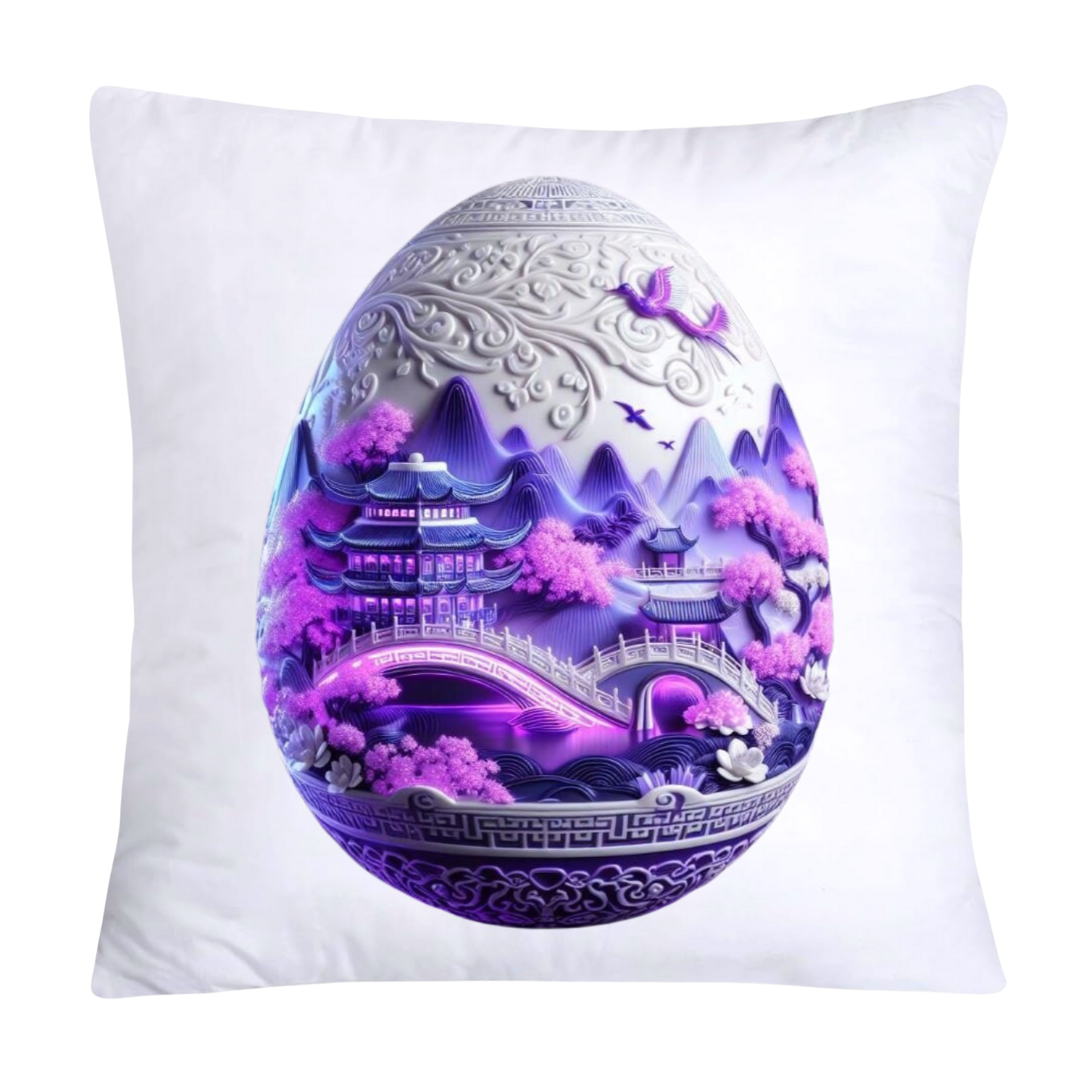 Purple Willow Egg Chinoiserie Throw Pillow Covers 18x18-1812