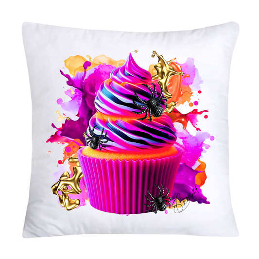 Sugar Crawler Spiders and Vivid Cupcake Throw Pillow Covers-2575