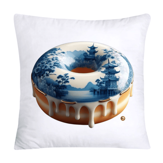 18x18 Blue Willow Whimsical Donut Throw Pillow Covers-2272