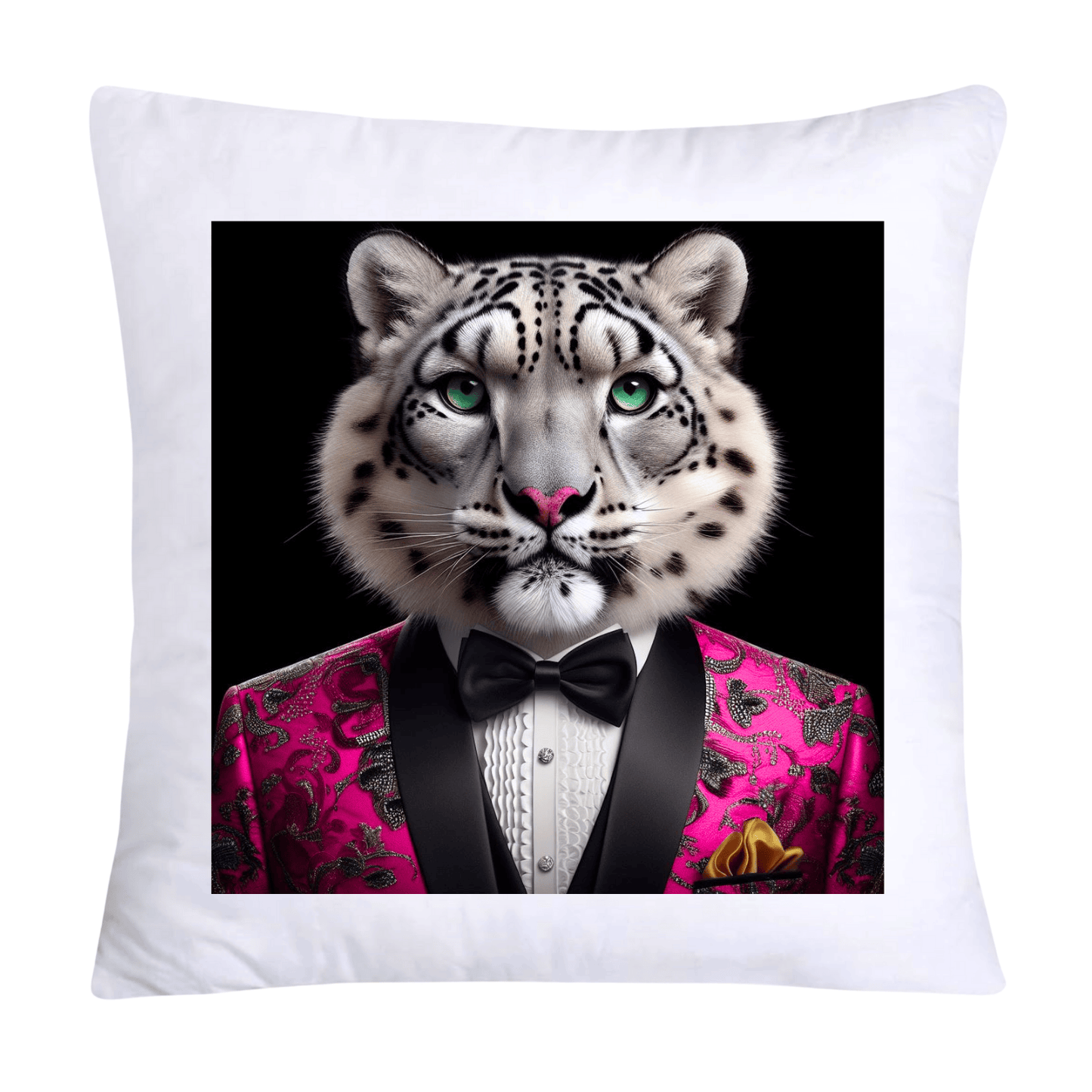 Royal Pet Portrait Throw Pillow Covers 18X18-Snow Leopard Kings and Queens-1802
