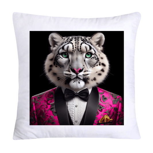 Royal Pet Portrait Throw Pillow Covers 18X18-Snow Leopard Kings and Queens-1802