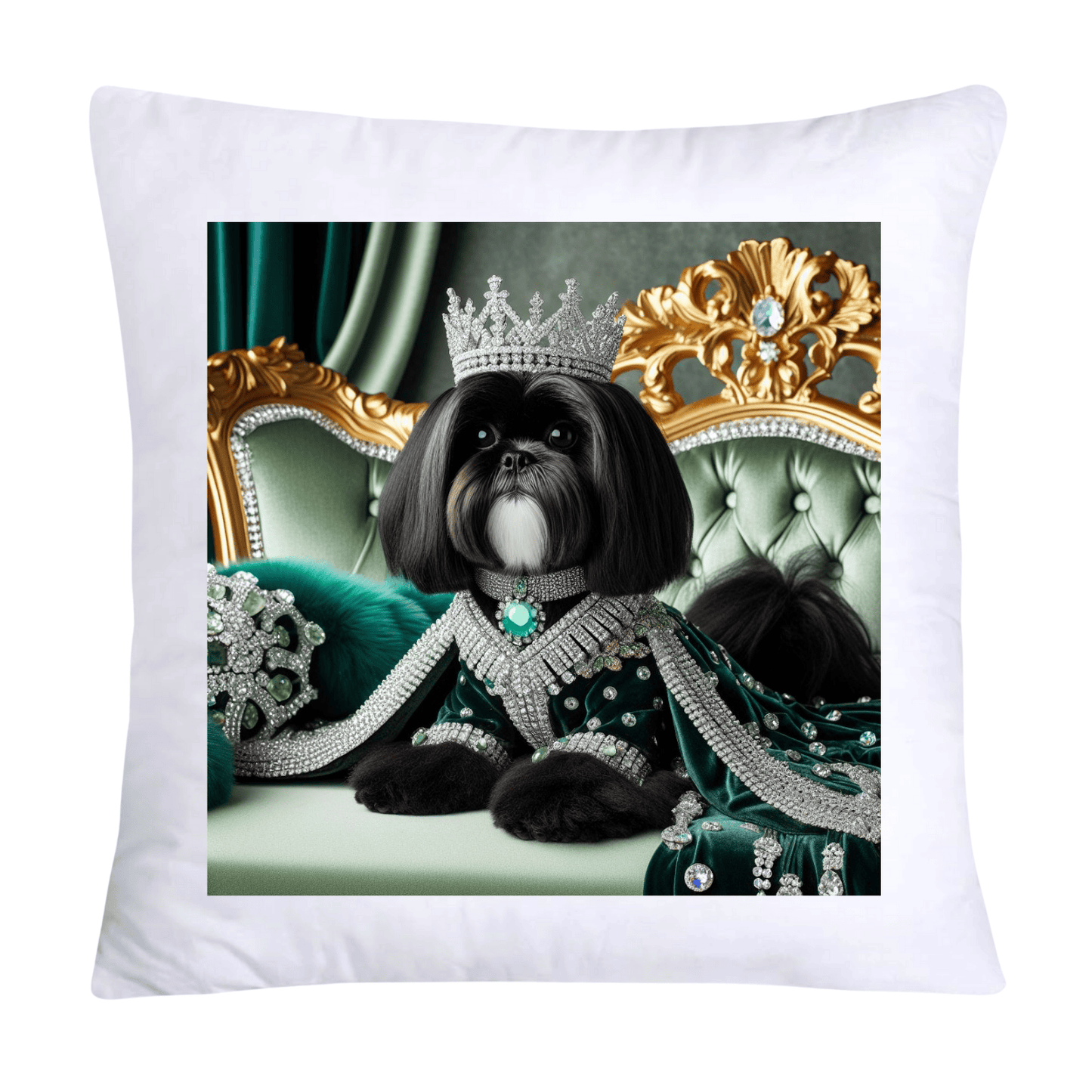 18x18 Royal Pet Portrait Pillow Covers-Shih Tzu at Versailles-1785