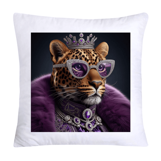 Royal Pet Portrait Throw Pillow Covers 18X18-Leopard Kings and Queens- 1732