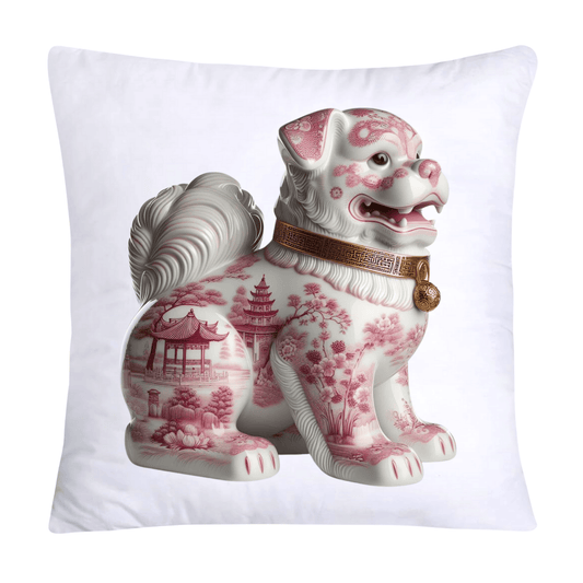 Classic Pink Willow Foo Dogs 18x18 Pillow Covers-1801