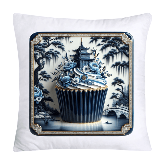 Blue Willow Chinoiserie Cupcake Throw Pillow Covers 18X18-241