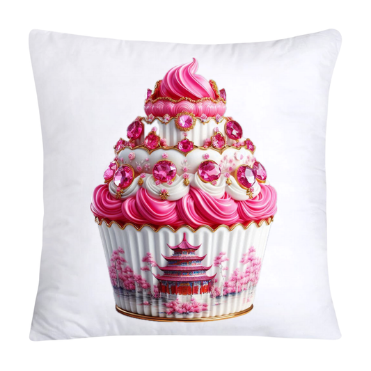 Pink Willow Chinoiserie Decorative Cupcake Throw Pillow Cover 18x18-2454