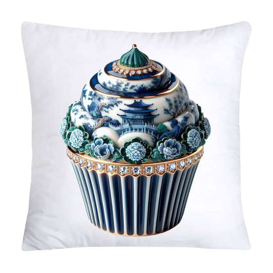 Blue Willow Chinoiserie Cupcake Throw Pillow Covers 18X18-2516