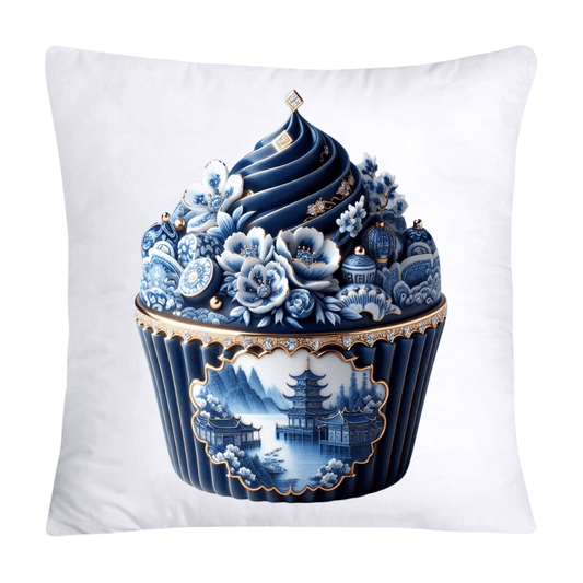 Blue Willow Chinoiserie Cupcake Throw Pillow Covers 18X18-61