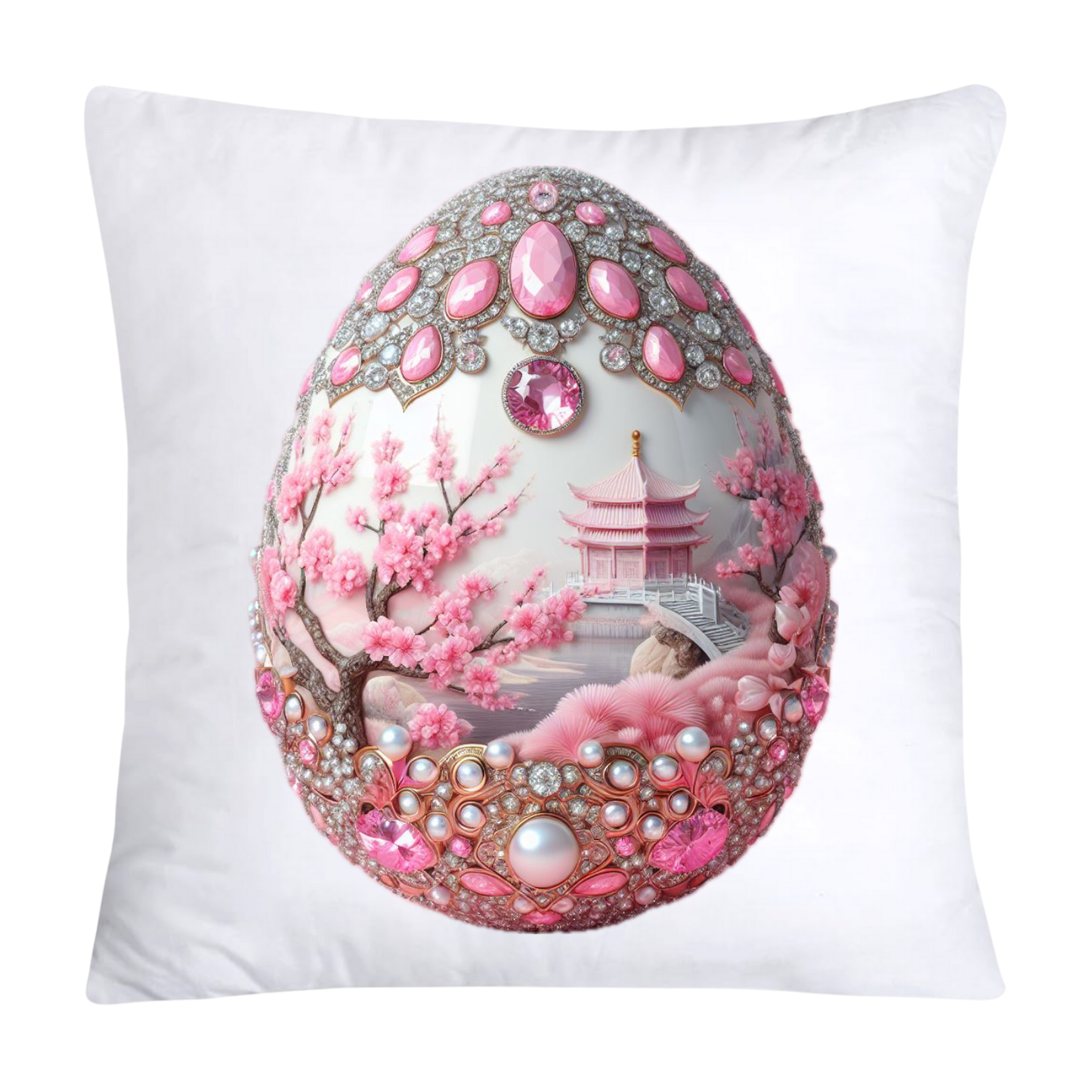 Pink and White Willow Egg Pillow Covers Vintage Inspired-2460