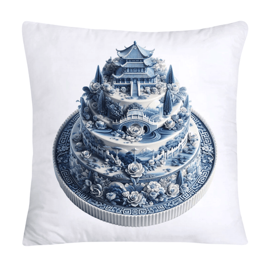 Blue Willow Sweet Cake 18x18 Pillow Covers-4889