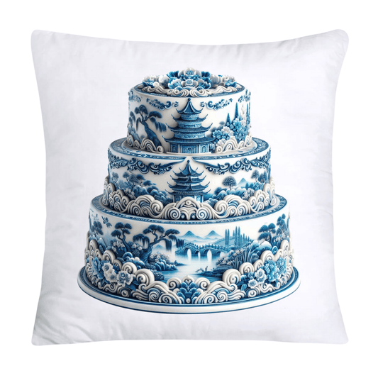 Blue Willow Sweet Cake 18x18 Pillow Covers-4887
