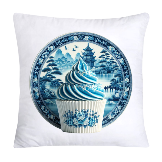 Blue Willow Chinoiserie Cupcake Throw Pillow Covers 18X18-3494