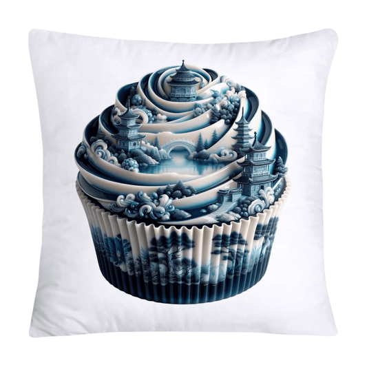 Blue Willow Chinoiserie Cupcake Throw Pillow Covers 18X18-5
