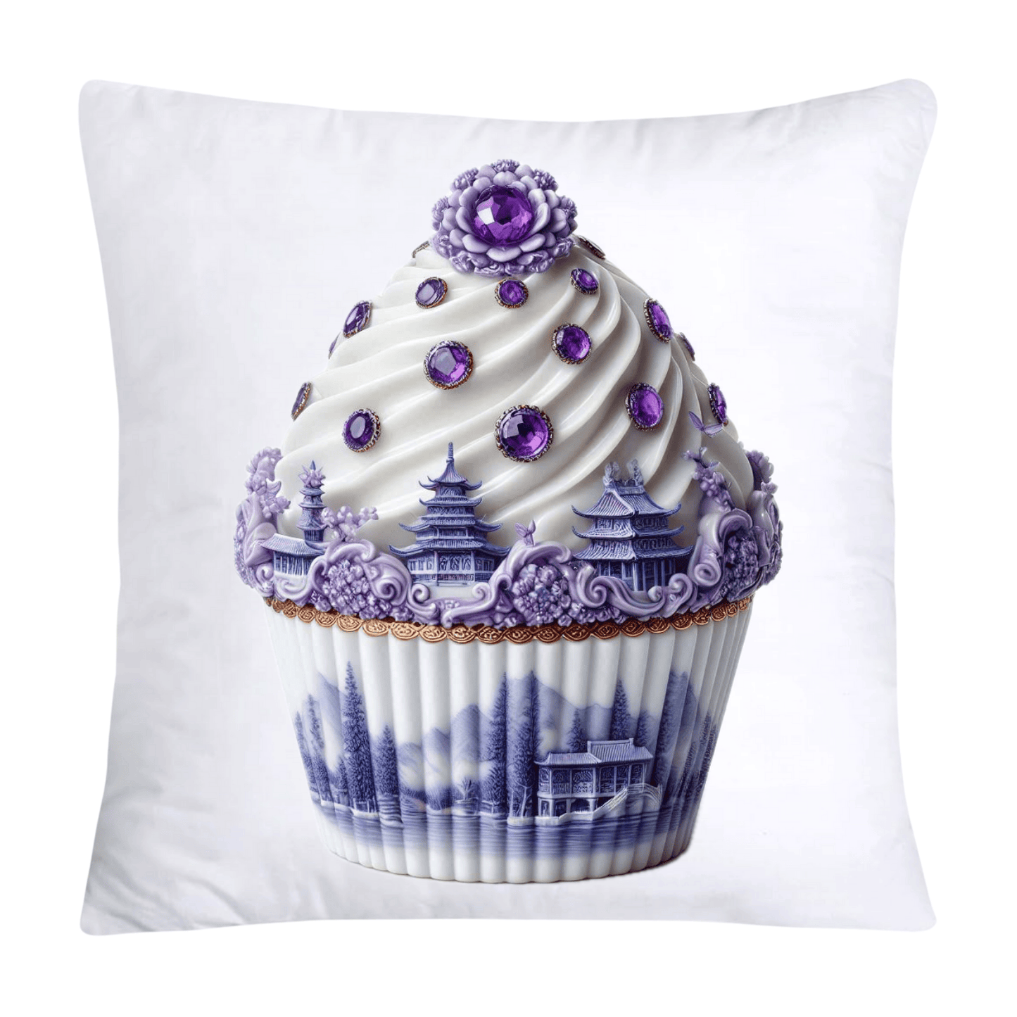 18x18 Purple Willow Whimsical Cupcake Pillow Covers-540
