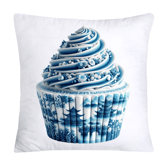 Blue Willow Chinoiserie Cupcake Throw Pillow Covers 18X18-1097