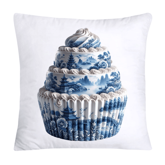 Blue Willow Chinoiserie Cupcake Throw Pillow Covers 18X18-1105