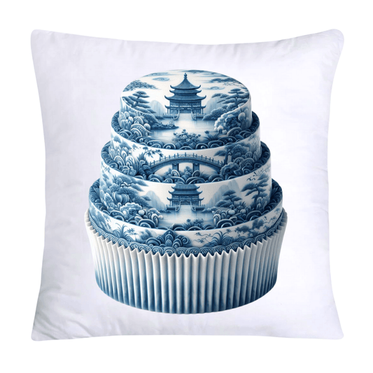 Blue Willow Chinoiserie Stunning Cake Throw Pillow Covers-6104