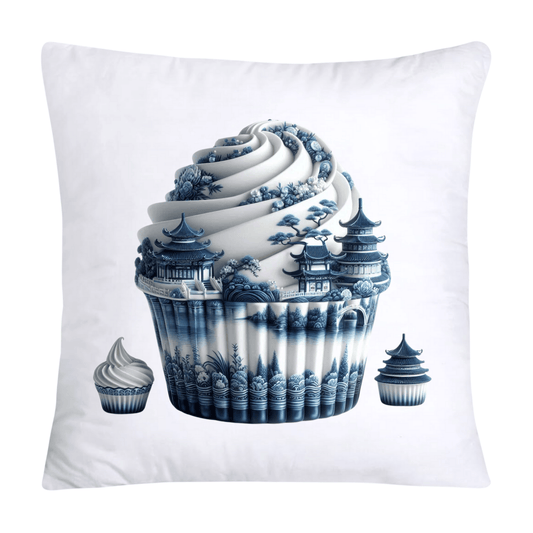 Blue Willow Chinoiserie Cupcake Throw Pillow Covers 18X18-14