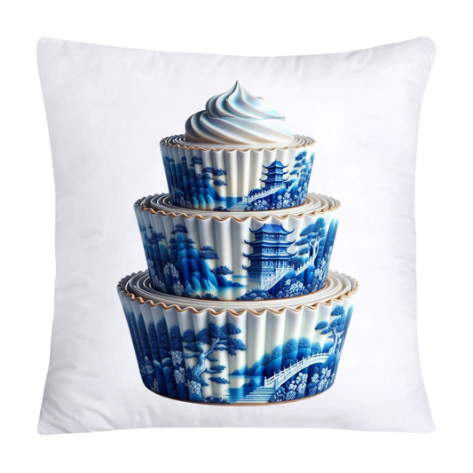 Blue Willow Chinoiserie Cupcake Throw Pillow Covers 18X18-1094