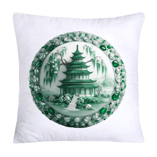 Green Willow Chinoiserie Orb/Ball Throw Pillow Covers-6113
