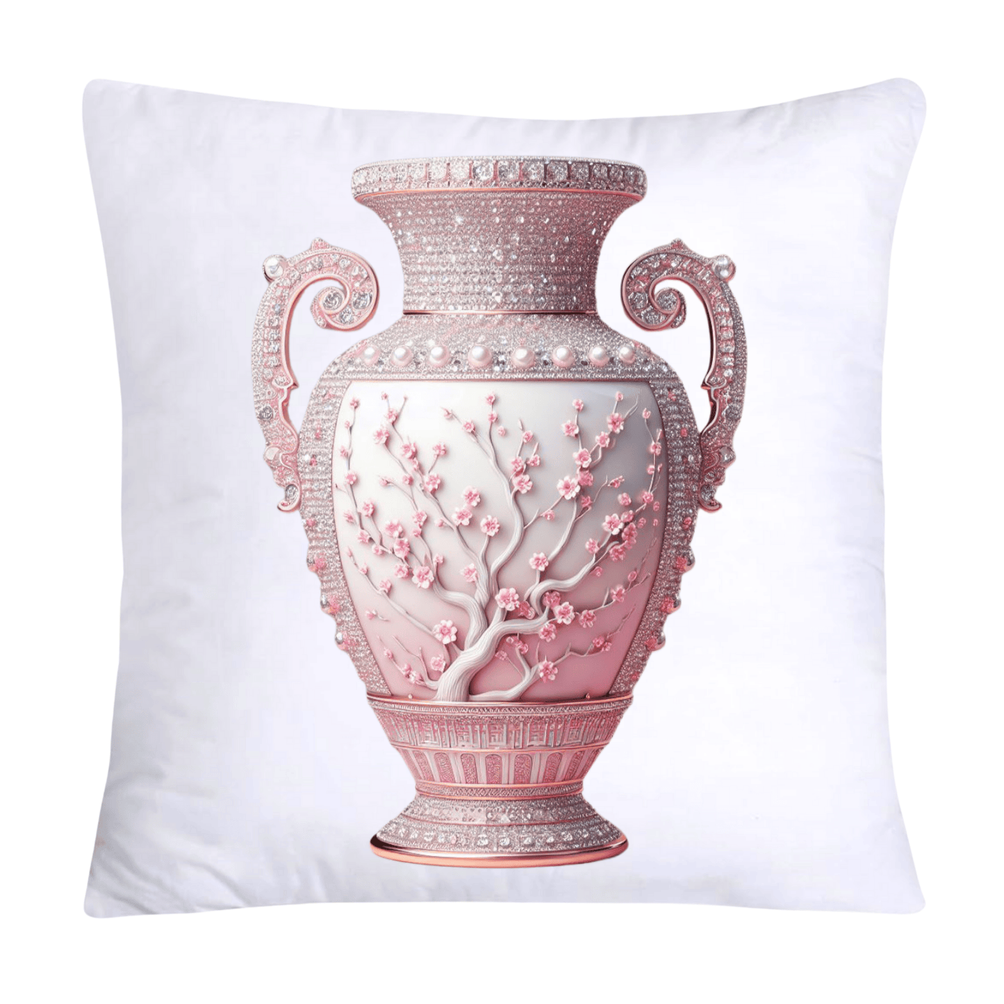 Pink and White Willow Chinoiserie Vase Pillow Covers-2508