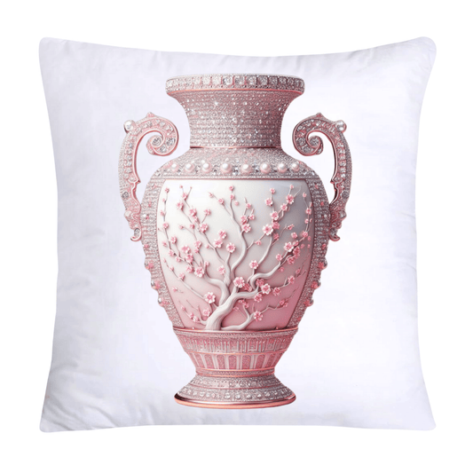 Pink and White Willow Chinoiserie Vase Pillow Covers-2508