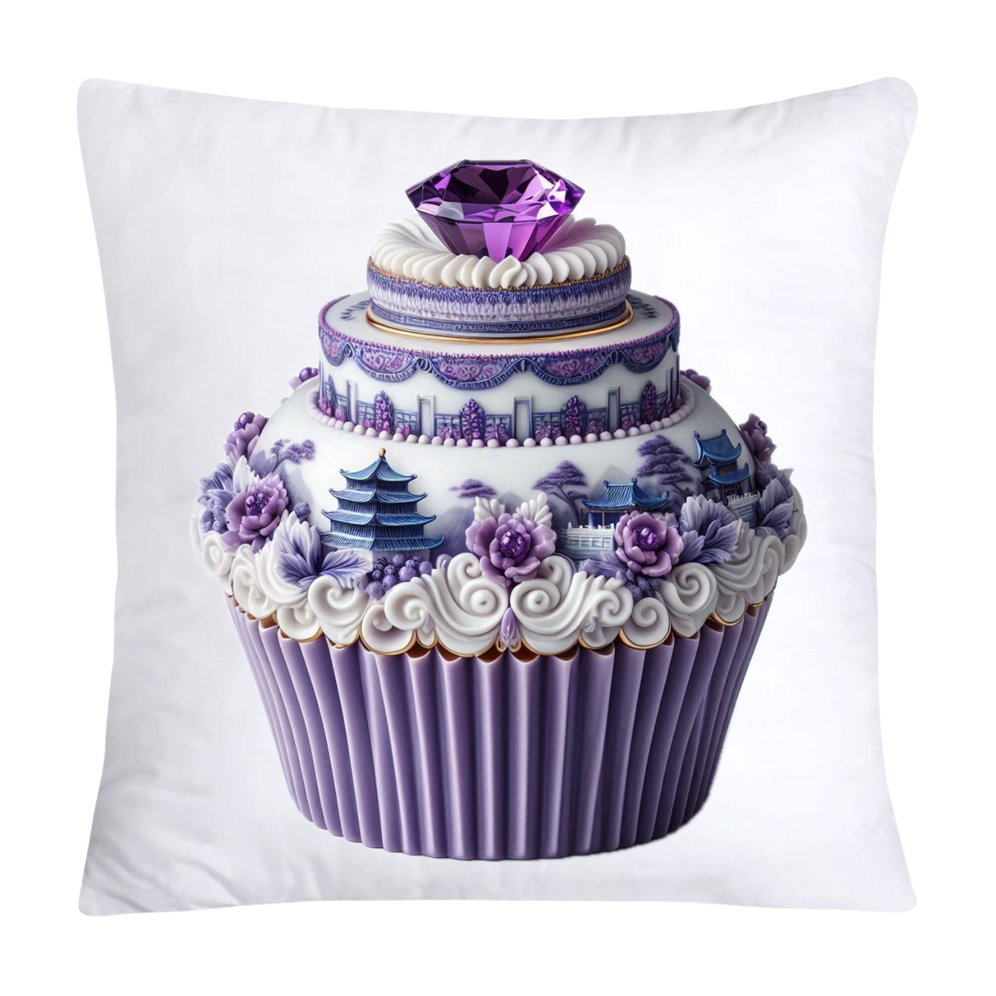 18x18 Purple Willow Whimsical Cupcake Pillow Covers-538