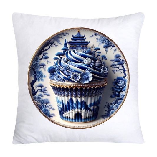 Blue Willow Chinoiserie Cupcake Throw Pillow Covers 18X18-35