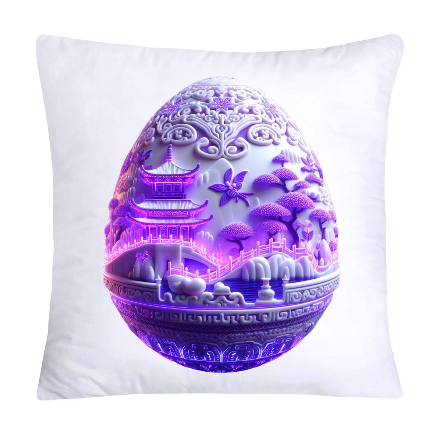 Purple Willow Egg Chinoiserie Throw Pillow Covers 18x18-1014