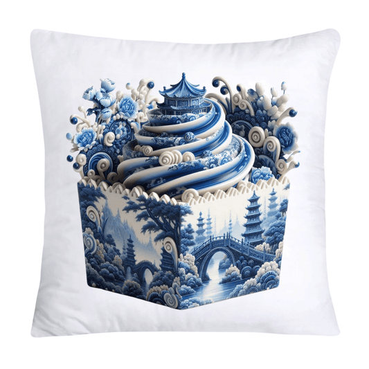 Blue Willow Chinoiserie Cupcake Throw Pillow Covers 18X18-1112