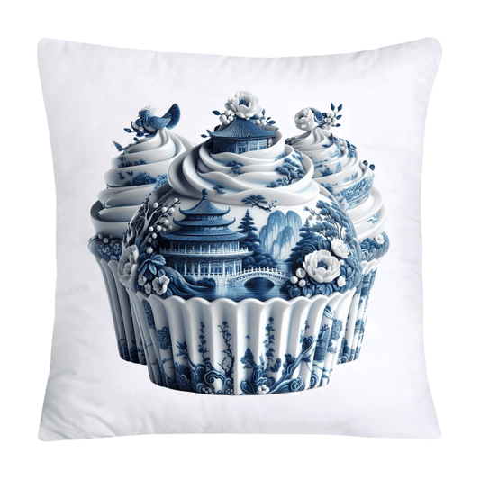 Blue Willow Chinoiserie Cupcake Throw Pillow Covers 18X18-28