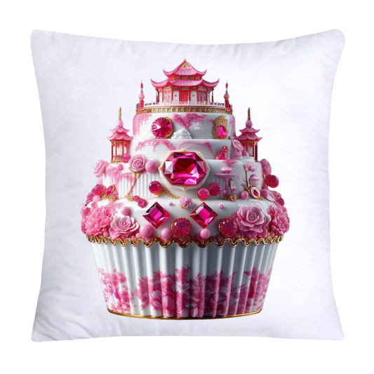 Pink Willow Chinoiserie Decorative Cupcake Throw Pillow Cover 18x18-2428