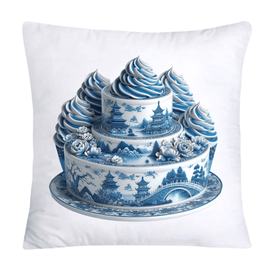 Blue Willow Chinoiserie Stunning Cake Throw Pillow Covers-6101